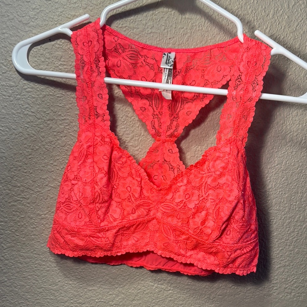 Free People Coral Lace Bralette